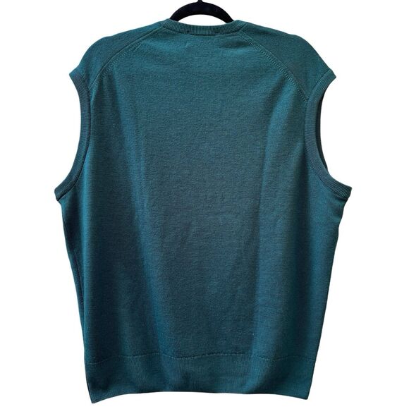Wolsey 100% Wool Vintage V-Neck Sweater Vest Green Holiday Men's Size 42/52 XL - Picture 2 of 4